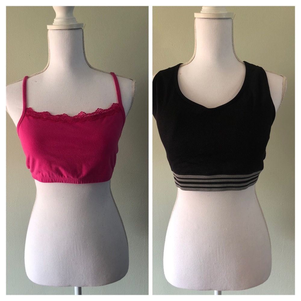 Two tank top style sport bras.